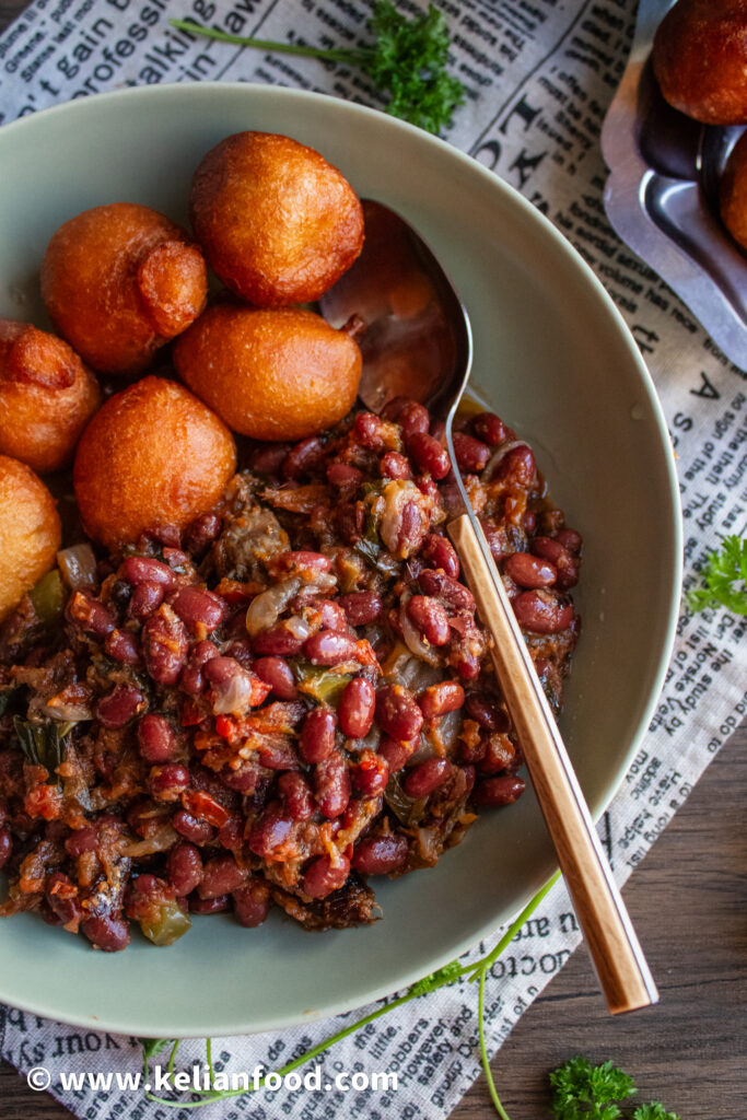red bean stew with puff puff